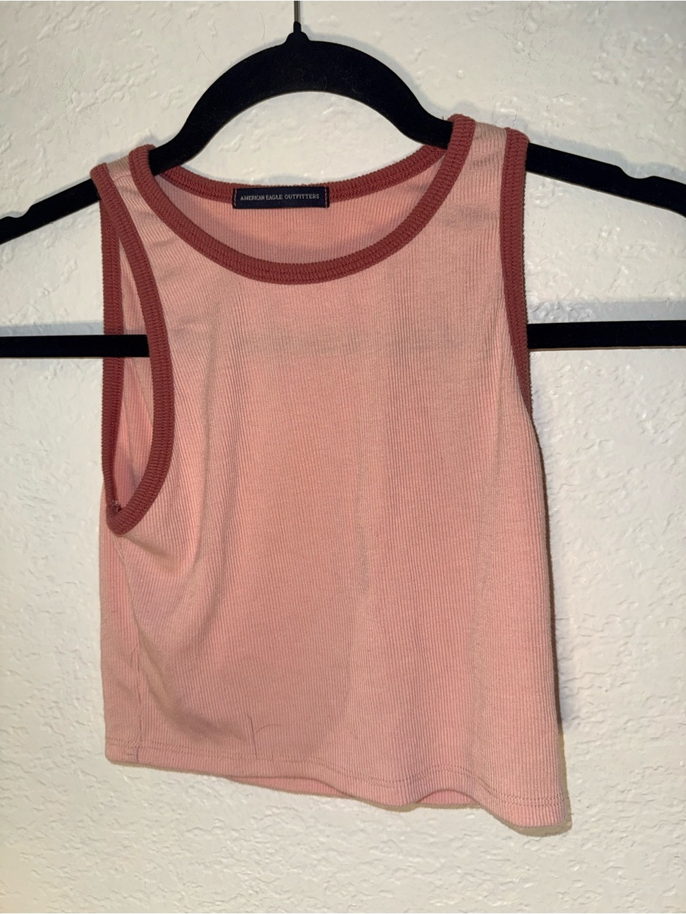 American Eagle Outfitters Pink Tank with Rose Contrast Trim